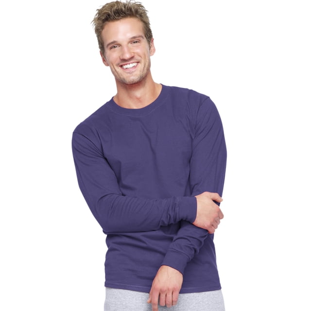 Hanes Beefy-T T-Shirt à Manches Longues pour Hommes, TTG, Violet