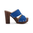 thumbnail image 3 of BLISSFUL STEP Women's Faux Suede Platform High Block Heel Slides Sandals Deep Blue (Size 9.5), 3 of 6