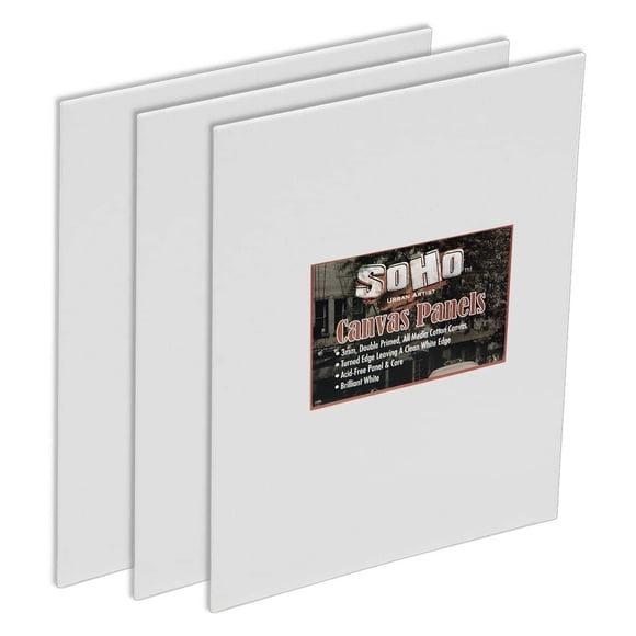 SoHo Artist Cotton Canvas All Media Panels - 6x6-3 Pack of Double Primed Cotton Acid-Free Panels Bonded Canvases for Paintings, Artwork and More