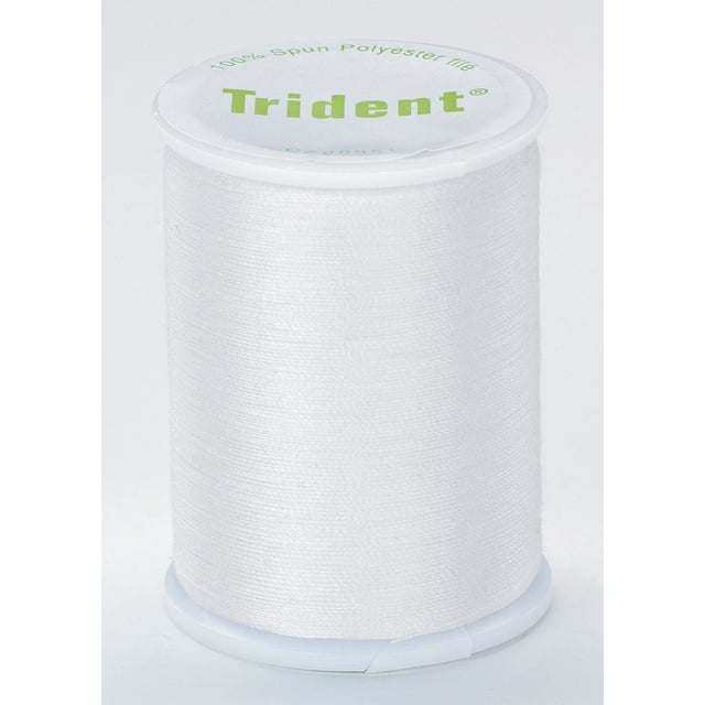 Coats & Trident ClarkTM Fil de Polyester Bobine en Blanc avec Fil de Polyester 100 % Filé Enroulé Serré sur un Noyau en Plastique Étiqueté « Trident » en Vert, Idéal pour la Couture de Tissus en Coton et Synthétiques et Souvent Utilisé pour la Courtepointe et la Broderie.
