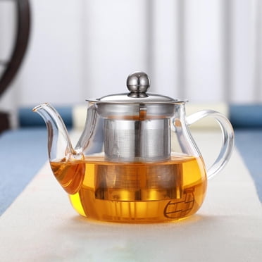 HANXIULIN Clear Glass Tea Kettle With Strainer Heatproof Tea Loose Leaf Borosilicate Teapot With Removable Infuser Stovetop 400Ml Home Kitchen Supplies