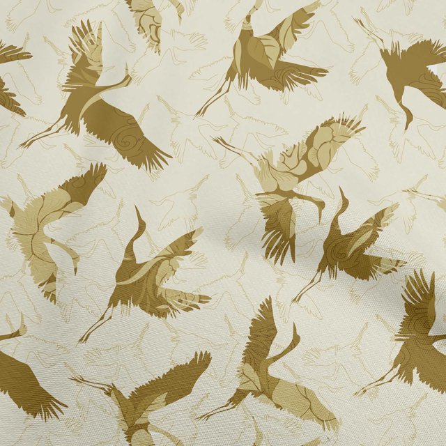 oneOone Velvet Dark Olive Green Fabric Asian Japanese Bird Craft Projects Decor Fabric Printed By The Yard 58 Inch Wide
