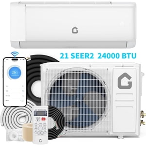 YUSAZENS 24000 BTU WiFi Mini Séparer Air Conditionneur avec thermopompe 21 SEER2 Onduleur 208-230V Sans conduit AC Refroidir jusqu'à 1500 Mur blanc Sq Ft monté