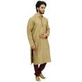 thumbnail image 3 of Atasi Ethnic Men's Kurta Pyjama Set Brown Bollywood Designer Shirt-Small, 3 of 6
