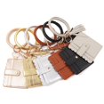 thumbnail image 4 of Wristlet Bracelet Keychain Circle Key Ring Pocket Credit Card Holder Circle Key Ring Tassel Keychains Bangle Purse for Women 33#, 4 of 6