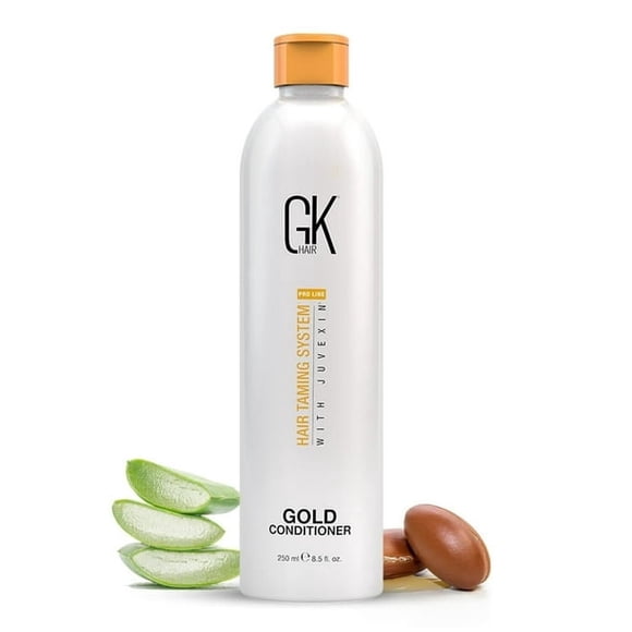 GK HAIR Global Keratin Gold Revitalisant (8.5 Fl Oz/250ml) Hydratation des Cheveux Brillance et Protection avec Huile d'Argan, Beurre de Karité, Huiles Naturelles Tous Types de Cheveux