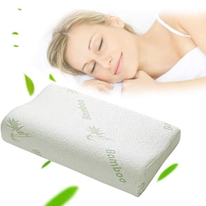 Hidetex Bamboo Memory Foam Pillow - Contour Sleeping Pillow with Soft Washable Cover (50×30cm, 1lb)