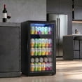 thumbnail image 2 of HOMCOM Beverage Refrigerator, 128 Can Mini Fridge with Glass Door, Black, 2 of 10