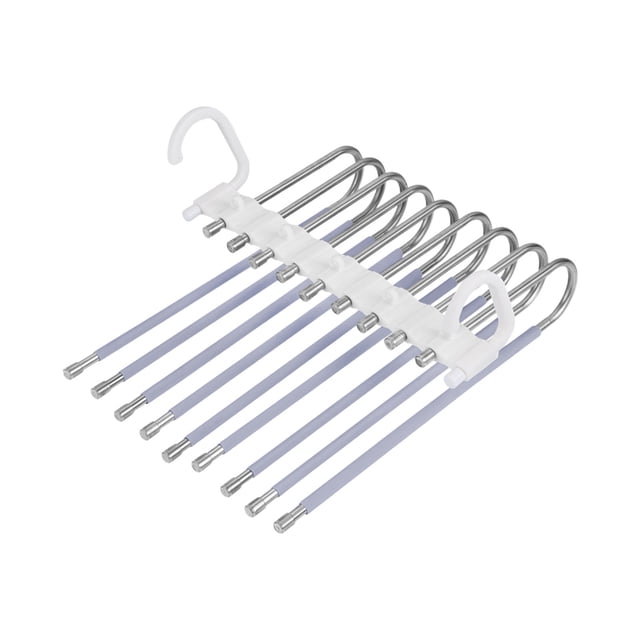 Purple 9 Bar Foldable Pants Hanger Adjustable Stainless Steel Clothes organizer for Closet Space Saving Storage Rack 13.07X9.45X6.22 Inches Stainless Steel Purple