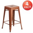 thumbnail image 4 of Commercial Grade 4 Pack 24" High Backless Copper Indoor-Outdoor Counter Height Stool, 4 of 9