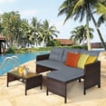 thumbnail image 3 of Gymax Ensemble de Meubles d'Extérieur en Rotin 3 Pcs Ensemble de Canapé de Patio avec Coussin, 3 of 10