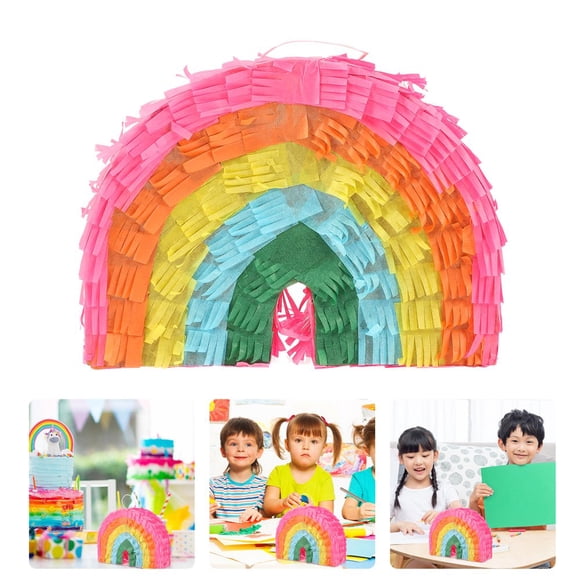 CUITING Décoration d'Anniversaire pour Enfant Fille Pinata Arc-en-Ciel Colorée 1Pcs 11X7.9X3.1In