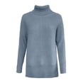 thumbnail image 3 of SGMVNU Women's Oversized Turtleneck Sweaters Fall Long Sleeve Ribbed Tunic Sweater Chunky Pullover Knit Tops(Blue, M), 3 of 3