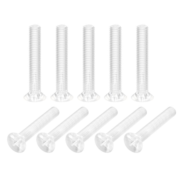 Unique Bargains M8x50mm Plastic Phillips Machine Screws, PC Flat Head Machine Bolts 10 Pack