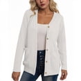 thumbnail image 1 of HAiming Womens Knit Cardigan Long Sleeve Button down V Neck Solid Color Lightweight Sweaters with Pockets, 1 of 4