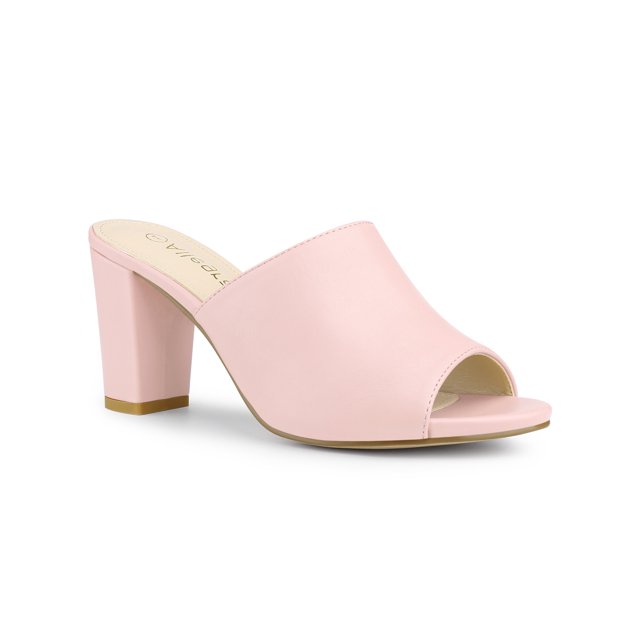 BLISSFUL STEP Sandales Mules à Talon Bloc à Enfiler pour Femmes Rose 5,5