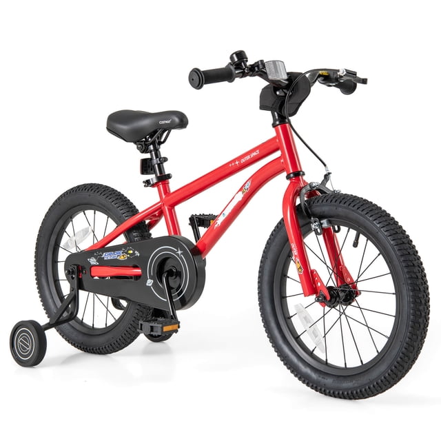 Costway Vélo pour Enfant de 16 Pouces pour 4 à 7 Ans avec Selle Ajustable et Guidon Antidérapant Rouge