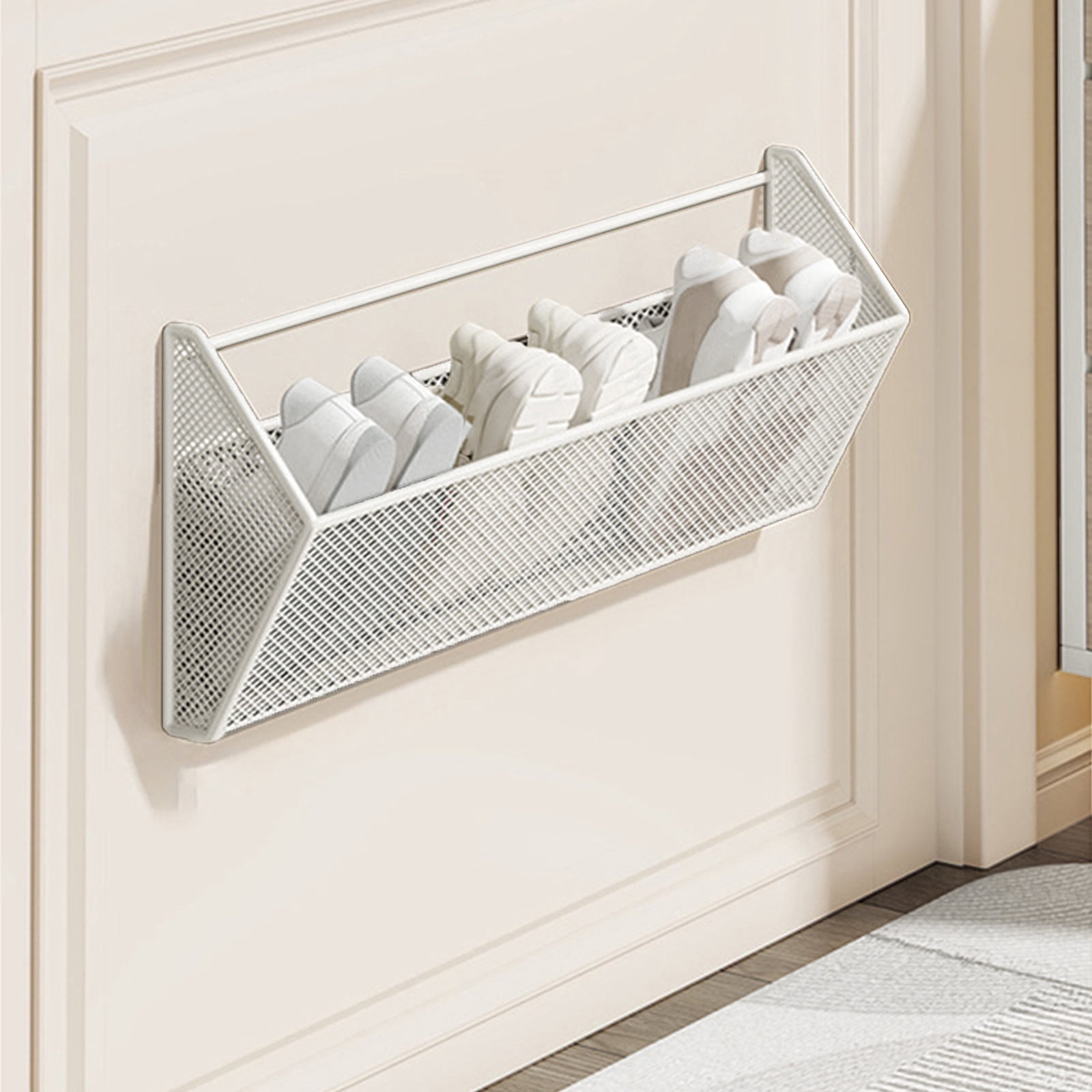 EGNMCR Bathroom Non Perforated Slipper Rack Wall Mounted Shoe Rack Bathroom Wall Door Shoe Storage Rack Stainless steel shoe rack