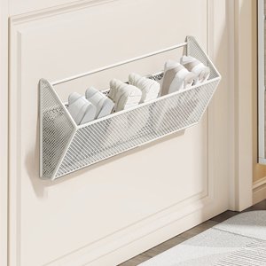 EGNMCR Bathroom Non Perforated Slipper Rack Wall Mounted Shoe Rack Bathroom Wall Door Shoe Storage Rack Stainless steel shoe rack