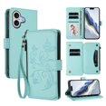 thumbnail image 1 of Butterfly Embossed Wallet Case Compatible with [iPhone 17] Kickstand Zipper Mint Green, 1 of 6