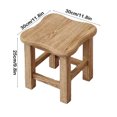 thumbnail image 3 of Solid Wood Square Stool - Versatile Seat or Coffee Table for Living Rooms, Khaki Finish, 3 of 9