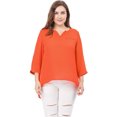 thumbnail image 4 of GRACE & GRANDEUR Women's Plus Size 3/4 Sleeves Split V Neck Blouse Tops, 4 of 7