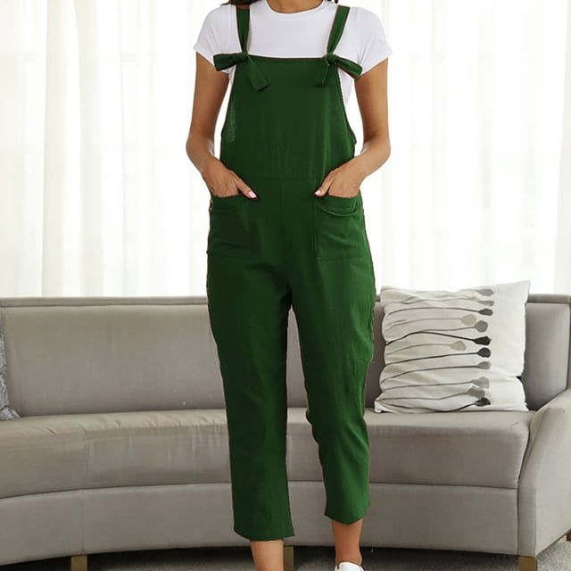 Liquidation et Promo, Combishort d'Été Décontractée Unie pour Femme avec Poches, Combinaison Longue à Bretelles et Boutons, Matière Confortable et Extensible, Tenue Décontractée Polyvalente, Robe Facile, Tenue de Tous les Jours Classique et Douillette