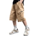 thumbnail image 2 of XDZJLR Pantalon Garçon Enfants Cargo Jeunesse Décontracté Ample Extensible Extérieur Bas Cargo Shorts 8-9 Ans, 2 of 7