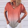 thumbnail image 1 of T-shirt Décontracté à Col en V pour Femmes, Blouse à Manches Courtes, Hauts, Grande Taille, 1 of 3
