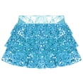thumbnail image 3 of XUNZOO Girls Sequins Ruffle Layers Culottes Kids Shiny Hip Hop Samba Skirt with Shorts Latin Mini Light Blue 14, 3 of 9