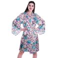 thumbnail image 1 of Moomaya Printed Womens Kimono Sleeve Robes Satin Silk Getting Ready Bridal Robe Coverup, 1 of 7