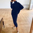 thumbnail image 2 of KIHOUT Womens 2 Piece Outfits Solid Color Long Sleeve Loose High Neck Sweater Tops and Skirt Lounge Set, 2 of 6