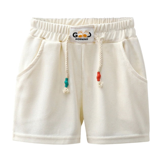 RIJOPUTY Shorts Garçon Taille 7 Shorts Athlétiques pour Garçons Shorts Rouges Shorts de Vélo avec Poches Vêtements Bébé Garçon 3 Mois Vêtements Garçon de 8 Ans Vêtements Garçon Taille 4, Blanc 9-10 Ans