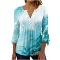 thumbnail image 2 of T-Shirt à Manches Courtes Imprimé Floral Top Dames Bleu L, 2 of 4