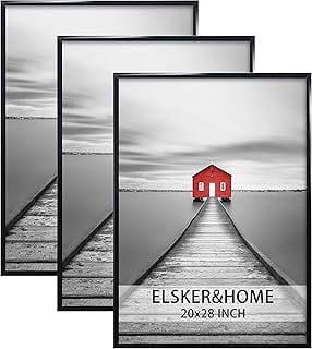 ELSKER&HOME 20x28 Frame, Picture Frame 3 Pack Black, Poster Frame 20x28 for Horizontal or Vertical Wall Mounting