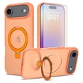 thumbnail image 1 of Asuwish Phone Case for iPhone 17 Air 6.5 inch Tempered Glass Screen Protector Magnetic Folding Stand Frosted Translucent Rugged Shockproof Protective Cell Cover i Phone17 i17 17Air Women Men Orange, 1 of 6