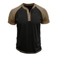 thumbnail image 4 of EOYWHK Mens Henley Shirts Retro Business Shirts Color Blocked Raglan T-Shirt Loose Fit Button Up Work Office Tops Flyer, 4 of 7