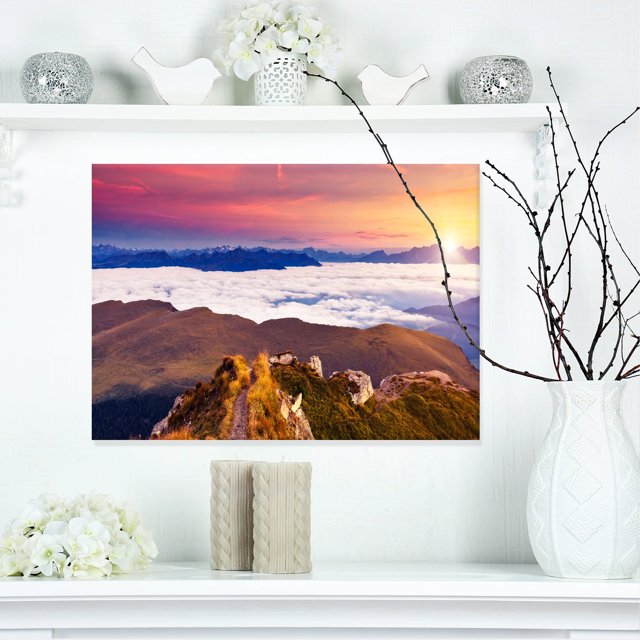 Foggy Val Gardena Valley Panorama - Extra Large Seashore Canvas Art