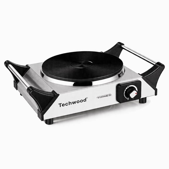 Techwood Cuisinière à Induction Portable 1500 W, Brûleur Simple 7,5 Pouces avec Contrôle de Température Réglable, pour la Maison, le VR et le Camping, Argent