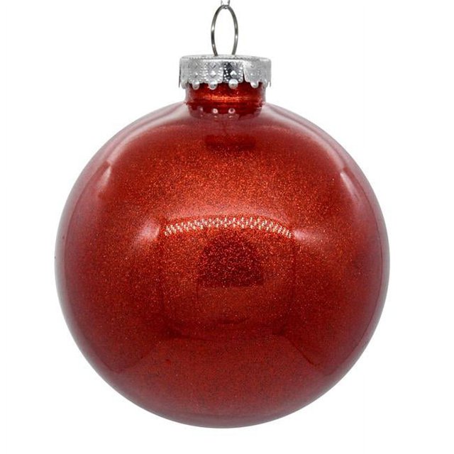 Vickerman N211503 Boule Transparente Rouge à Paillettes de 6 Po - 4 par Sac