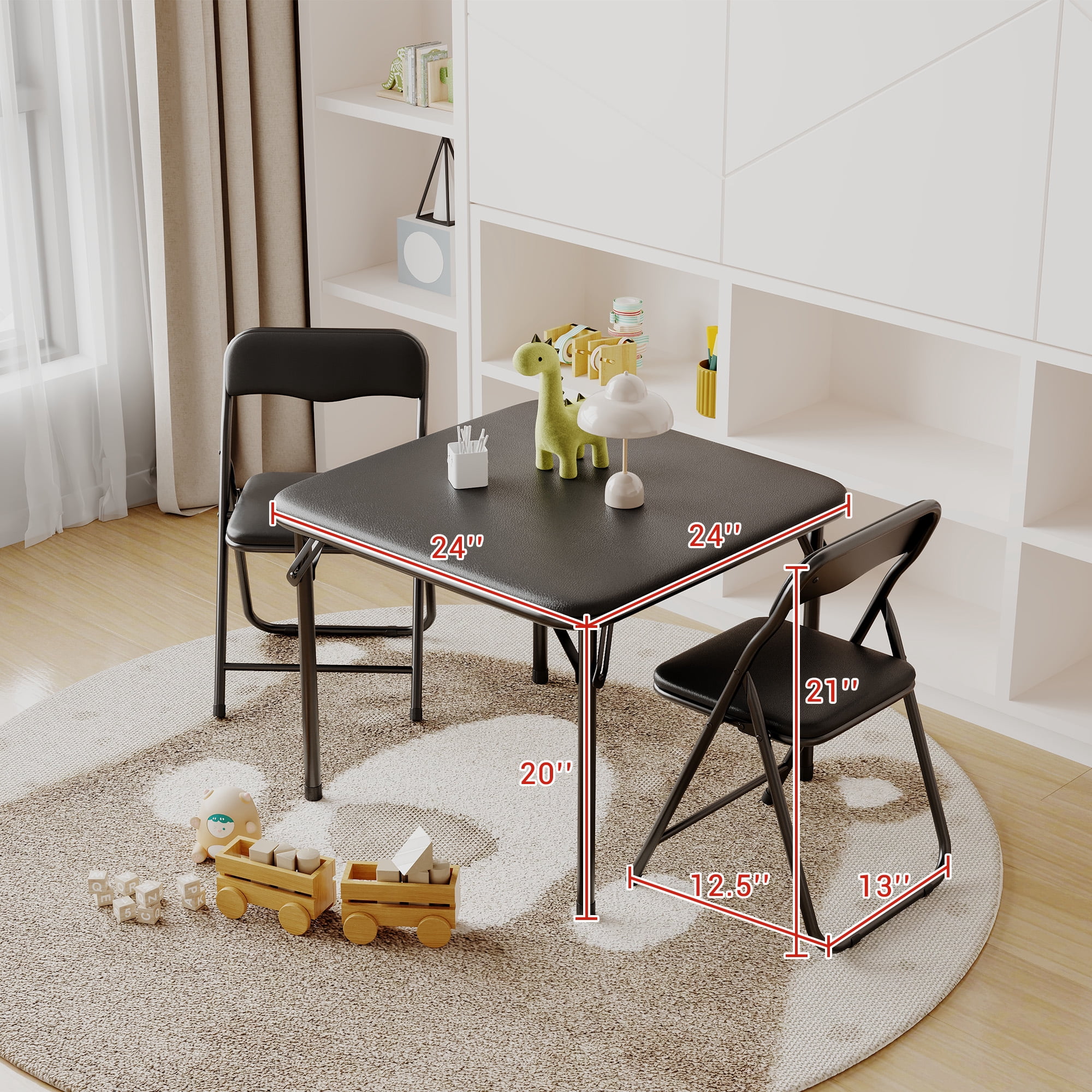 GloryStar Folding Card Table and Chairs Set of 3, Portable Dining/Game ...