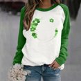thumbnail image 2 of Besolor Womens St. Patrick's Day Shirts Long Sleeve Sweatshirt Cute Color Block Clover Shamrock Pullover Tops for Party, 2 of 4