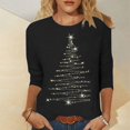 thumbnail image 2 of Kcodviy T-Shirt de Noël pour Femme Haut Scintillant pour Femmes Grande Taille Imprimé Arbre de Noël Hauts d'Été Quart pour Femmes Haut à Manches Col Rond Blouses pour Femmes Tunique à Enfiler, 2 of 4