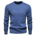 thumbnail image 1 of TIMIFIS Chandail Bleu pour Homme à Col Rond en Tricot à Manches Longues Chandail Extensible Uni pour l'Automne et l'Hiver Hauts Décontractés Stylés, 1 of 3