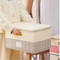 thumbnail image 1 of Boîte Organisatrice de Rangement en Tissu de Lin avec Poignée / Bac à Jouets et Couettes Pliable à Main pour la Maison / Contenant de Garde-Robe Portable Lavable pour Vêtements, Couvertures et Literie, 1 of 6