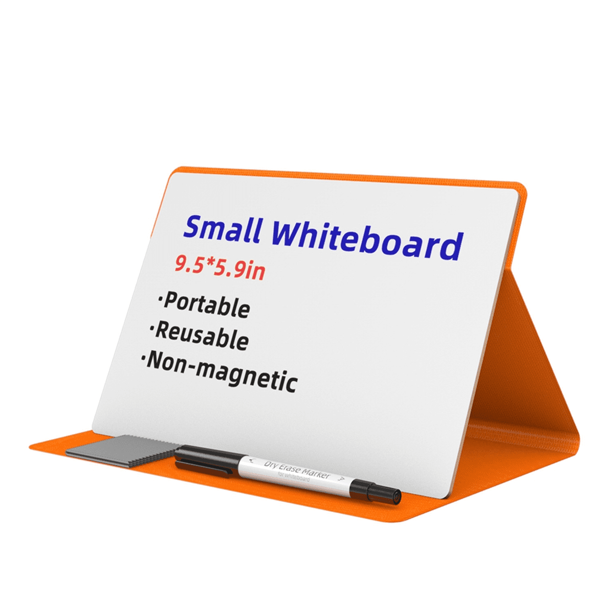 Portable Small Whiteboard, Reusable Mini Magnet Dry Erase Board with Marker Wipe Cloth Magnetic Dry Erase Board Orange