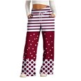 thumbnail image 1 of Pants for Women, Womens Fashionable Striped Printed Drawstring Wide Leg Pants, 1 of 4