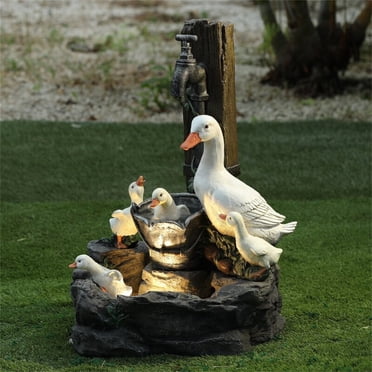 WJSXC Liquidation pour la Maison et la Cuisine, Décoration de Patio et de Jardin en Résine - Famille de Canards, Statue d'Animal de Jardin