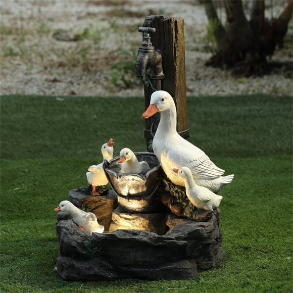WJSXC Liquidation pour la Maison et la Cuisine, Décoration de Patio et de Jardin en Résine - Famille de Canards, Statue d'Animal de Jardin