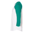 thumbnail image 3 of T-shirt Raglan à Manches Trois-Quarts 5050, XS, Blanc-Vert, 3 of 4